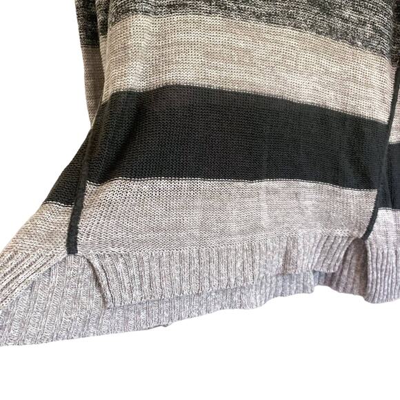 Eileen Fisher Organic Linen Bold Striped Crewneck Semi Sheer Sweater Grey Small - Picture 7 of 8